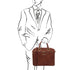 Pisa - Leather laptop briefcase with front pocket